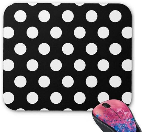 Retro Black And White Polka Dots Personalized Rectangle Mouse Pad Oblong Gaming Mousepad Office Accessory And Gift In 10x8 Inch Middle Size