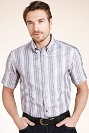 Blue Harbour Linen Blend Bold Striped Shirt
