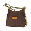Olive N Figs Dark Roast Color Suede Handbag with leather strap