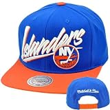 NHL Mitchell Ness Throwback Vice Script Logo Snapback Hat NE93 New York Islander