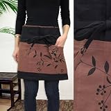 大判-和柄お洒落カフェエプロンＥ-2　黒 作務衣