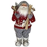 JEMIDI Hochwertiger Weihnachtsmann - in 4 verschiedenen Größen - Deko Nikolaus Santa Clause Figur Groß Weihnachts Deko Holz (Holger, 30cm)