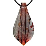 Red Leaf Drop Murano Glass Necklace Pendant