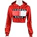 Womens Print Crop Top Hoodie Sweatshirt Jumper Sweater