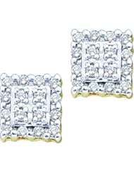 14KT Yellow Gold 0.25 CTW Round Diamond Ladies Cluster Earrings