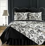 Black Floral Queen Quilt