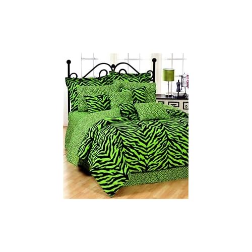 Lime Green Zebra Queen Comforter Bed in a Bag