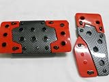 Universal Fit JDM Racing Pedal Cover with Carbon Fiber Print Insert - Auto Transmission (Red)