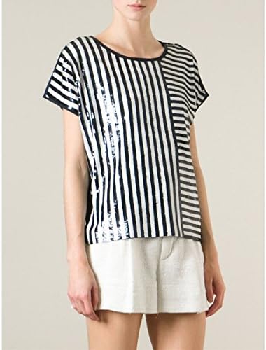 Michael Kors Women's Mh45kde1cf 170 Striped Paillettes Top - M