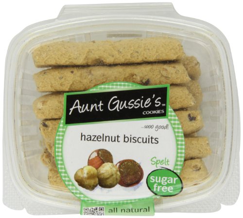 Aunt Gussie's Sugar Free Hazelnut Biscotti, 8-Ounce Tubs (Pack of 4)
