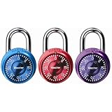 Master Lock 1533TRI Mini Combination Locks in Blue, Purple, and Pink, 3-Pack