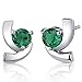 Peora Simulated Emerald Stud Earrings for Women 925 Sterling Silver, 1.50 Carats total Round Shape 6mm, Friction Backs