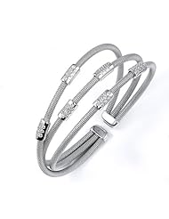 Sterling Silver Multi-strand Cubic Zirconium Bangle