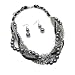 Black and Silver Twisted Multi Strand Necklace and Earrings Set Fashion Jewelry