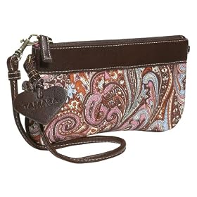 Tamara Handbags Mandy Wristlet: Brown Paisley