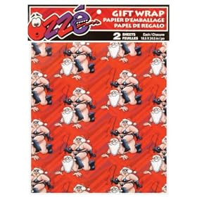 Leather Santa Claus Gift Wrap - 2 Sheets