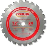 Oshlun SBR-120024 12-Inch 24 Tooth FTG Saw Blade with 1-Inch Arbor (7/8-Inch and 20mm Bushings) for Rescue and Demolition