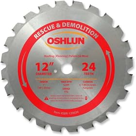 Oshlun SBR-120024 12-Inch by 24 Tooth FTG Saw Blade with 1-Inch Arbor (7 8-Inch and 20mm Bushings)... by Oshlun