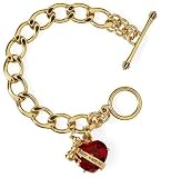 Juicy Couture Red Siren Heart Banner Starter Bracelet in Gold
