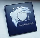 Fotoalbum zur Silberhochzeit blau mit silbernen Herzen