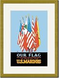 Gold Framed/Matted Print 17x23, Our Flag #2