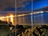 Water Harbour Light At Night Photo Mosaic Art (24' x 34') Poster