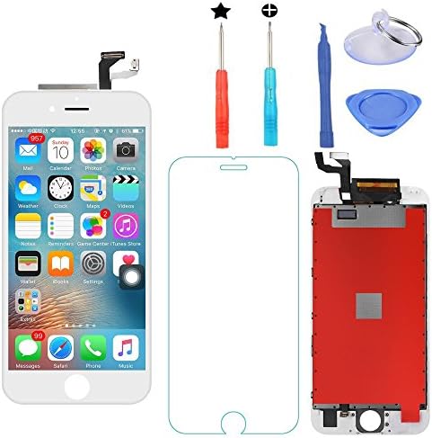 iphone 6s plus LCD Display Touch Digitizer Screen Assembly Replacement for iPhone 6s plus 4.7 inch with 3D touch Professional Glass Screen Protector for iPhone 6s plus (4.7 inch) (White)