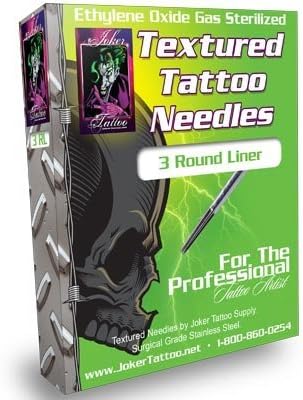Joker Tattoo Textured Tattoo Needles 3 Round Liners Box of 50 by Joker Tattoo Supply
