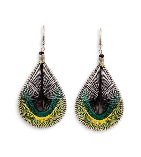 51QaDo JOYL Green Yellow Black Gold Tone Teardrop Dangle Earrings