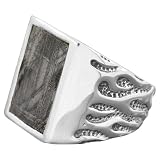 925 Sterling Silver Rare Iron Muonionalista Meteorite Slice Handmade Ring Artisan Jewelry Size 9
