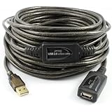 PTC - 20 Meters (64 Feet) USB 2.0 Active Extension / Repeater Cable A Male to A Female - Supports High Speed USB2.0 480 Mbps