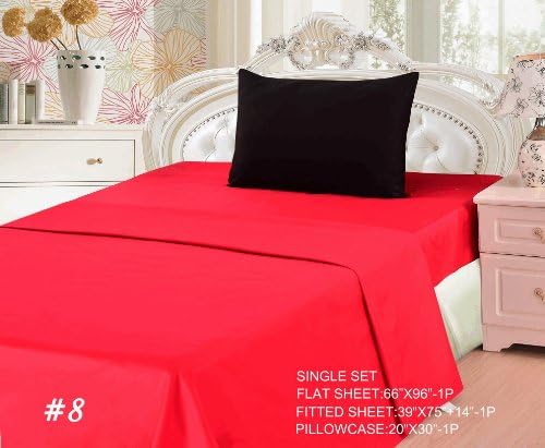 Tache 3 Piece 100% Cotton Vibrant Red and Black Bed Sheet Set-Single