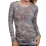 NBA Touch by Alyssa Milano Philadelphia 76ers Ladies Gray Rhinestone Logo Sheer Burnout Premium Long Sleeve T-shirt (Large)