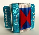 JUNIOR MINIATURE DIATONIC MELODEON KIDS BEGINNERS ACCORDION IN TURQUOISE