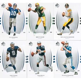 2007 Sp Authentic Football Series 100 Card Complete Mint Basic Hand Collated Set. Loaded with Stars Including Tony Romo, Reggie Bush, Vince Young, Ben Roethlisberger, Brett Favre, Marvin Harrison, Brian Urlacher, Carson Palmer, Peyton Manning, Randy Moss, Tom Brady, Donovan Mcnabb, Matt Leinart, Ladainian Tomlinson, Eli Manning and Many Others!
