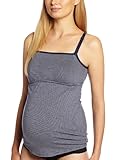 Leading Lady Women's Nursing Tank Stylish Cami Inner Shelf Bra, Denim Blue Stripe, 2X