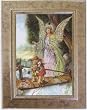 Guardian Angel Crossing the Bridge Mahogany Wood Framed Art Under Glass, 6" x 8" Frame, 4" x 6" Print - MADE IN ITALY