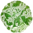 Glass Ornate French Lily Design Fern Green Platter Plate 15" D