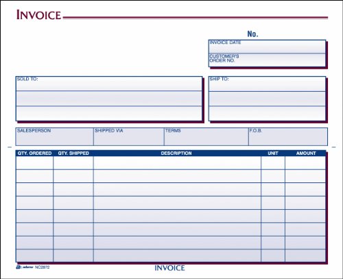 Adams Invoice Unit Set, 8.5 x 7.44 Inch, 2-Part, Carbonless,
