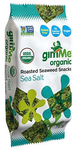 gimMe Snacks Organic Roasted Seaweed Snacks, Sea Salt, 0.17 Ounce (Pack of 12)
