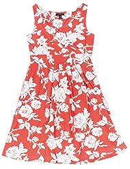 A-line General Print Draped Fit-and-Flare Empire   Waistline Above the Knee Cotton/Elastane/Rayon Sleeveless  Dress