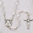 Wedding Rosary - 6mm Mother-Of-Pearl Beads - 16" Silver Plated - IMPORTED FROM ITALY - Boxed