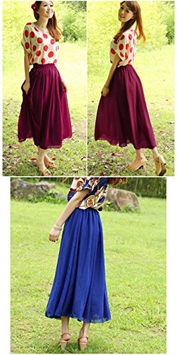 Promithi Women's Bohemian Maxi Cotton Connect Color Striped Long Skirt Ballet Dress