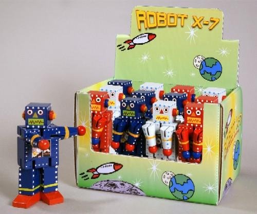 Cover image : DISPLAY OF 12 WOODEN MINI ROBOTS