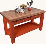 John Boos Grazzi Kitchen Island with Breakfast Bar, Tangerine