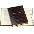 Crocodile Leather Tabbed Wine Journal, 9 Inch, Brown