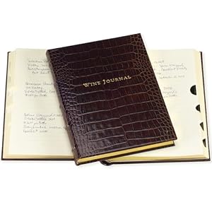 Crocodile Leather Tabbed Wine Journal, 9 Inch, Brown