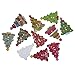 Souarts 50pcs Mixed Random Christmas Wooden Buttons, 2 Holes Buttons for Sewing Crafts DIY Projects (Christmas Tree Shape)