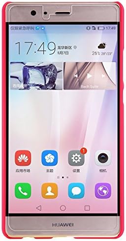 Huawei Ascend P9 Plus Case,【nibaijing】High Quality Frosted Shield Hard Case Back Cover With Screen Protector - Retail Package,Red
