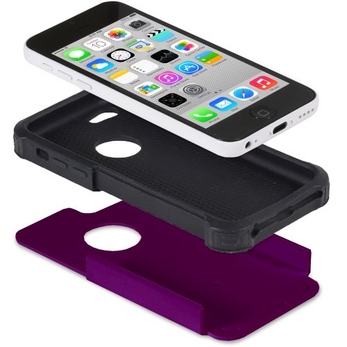 Fosmon HYBO-SD Series PC + Silicone Hybrid Bumper Diamond Bling Case for Apple iPhone 5C (Purple / Black)